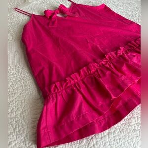 Anthropologie Pleione Bow Back Fuschia Pink Cami Tank Top Size Medium